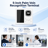 Terminal de reconnaissance veineuse palmaire 5 pouces Android 11 2G 64G Lecteur de cartes NFC Machine de contrôle d'accès et de présence Écran LCD OEM ODM