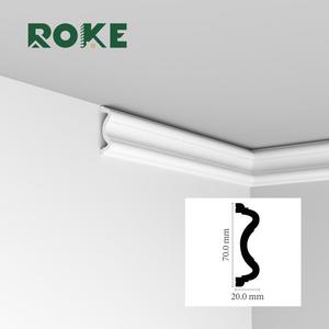 لوح تزيين داخلي من البوليسترين ROKE بطول 10 سم، سهل التركيب، مقاوم للماء، أبيض اللون، قاعدة بلاستيكية، إطار زخرفي - Product Image 3