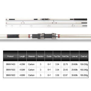 Caña de Pescar Surfcasting de 4.5m, 100-250g, de Carbono con Espiral, Alta Potencia de Recuperación, para Pesca en Aguas Profundas de Bacalao y Rayo - Product Image 2