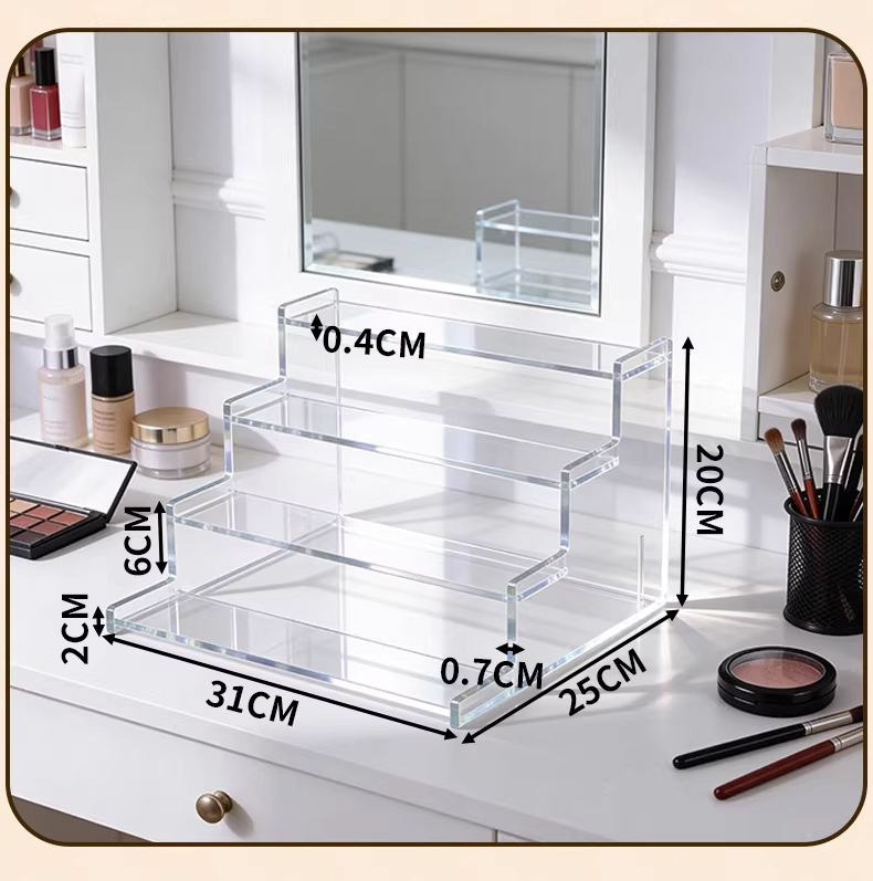 Expositor de perfumes transparente de 4 niveles.