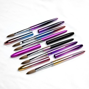 2023 plus récent Style métal ruban poignée <span class=keywords><strong>professionnel</strong></span> Kolinsky pur métal poignée UV <span class=keywords><strong>Gel</strong></span> Nail Art brosse - Product Image 5