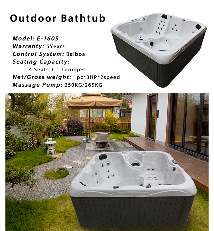 5 People Customized Outdoor Whirlpool Bathtub Freestanding Hot Tub With 33 Jets