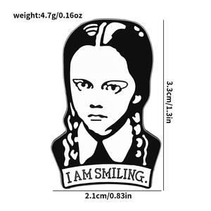 Bestseller: Ich lache – Wednesday Addams Film Metall-Hard-Enamel-Anstecknadeln/Broschen für dunkle Retro-Kleidung und Dekoration - Product Image 4