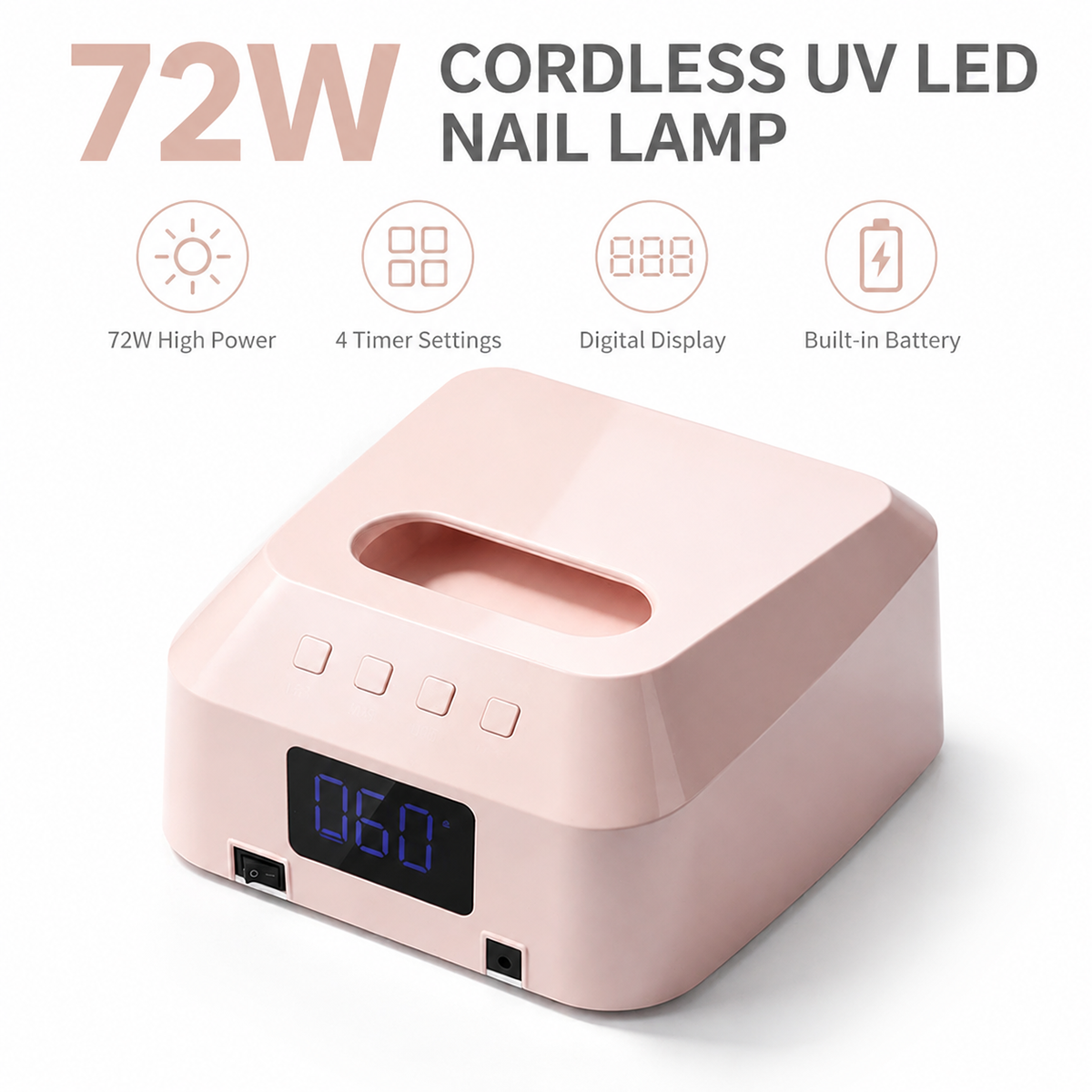 Manufacturer Professional Uv Lamps for Nails Rechargeable Portable Metal Led Uv Nail Lamp 72w White Quick Curing Nail Dryer Lamp