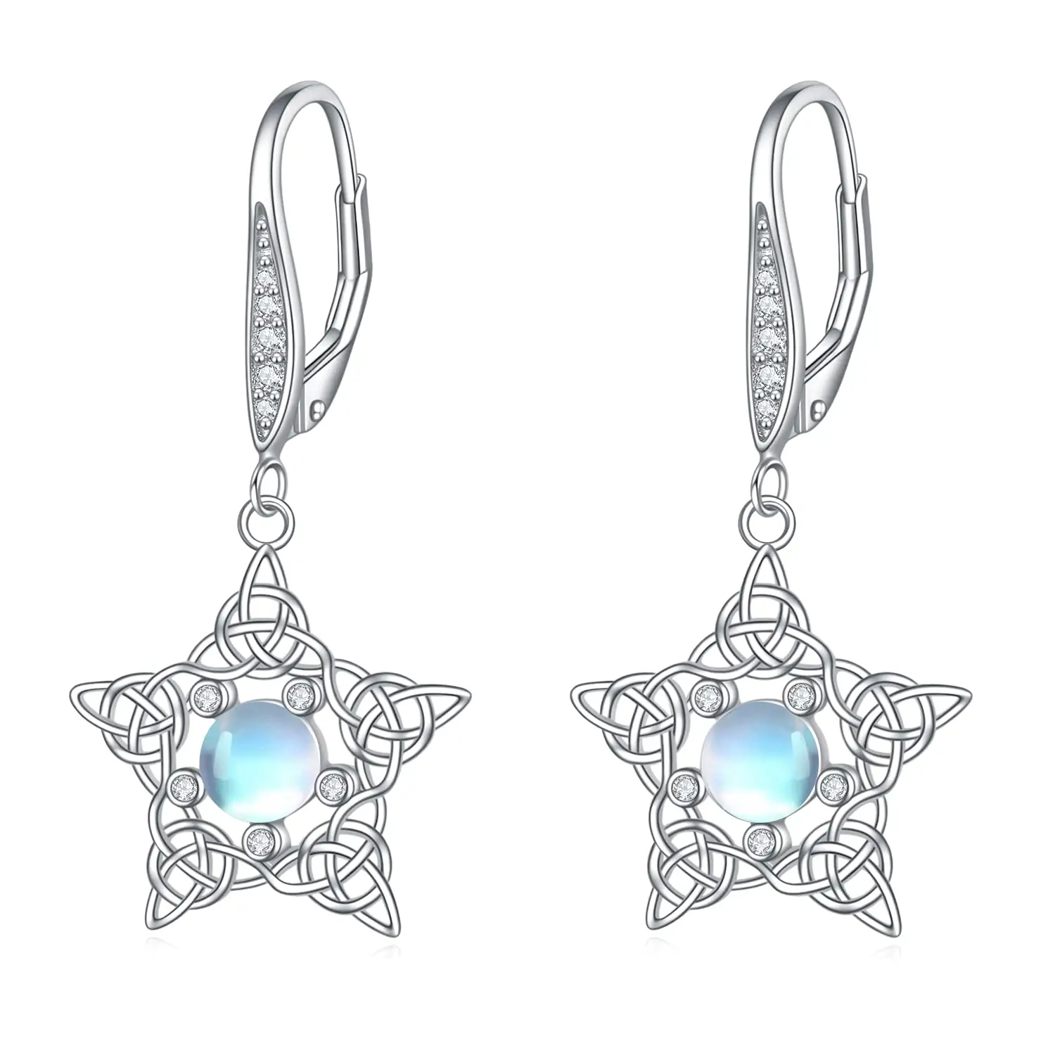 Großhandel Mode Fine Jewelry Moons tone Zircon Hoop Drop 925 Sterling Silber Ohrringe für Frauen
