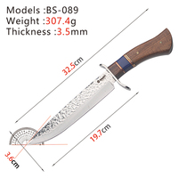 Couteau de chasse haut de gamme à lame pleine en acier inoxydable avec manche en bois, couteau de survie pour l'extérieur avec étui