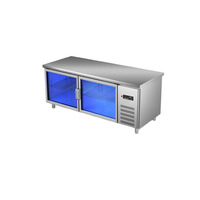 Réfrigérateur portatif en acier inoxydable sous le comptoir réfrigérateur Table de préparation commerciale réfrigérateur à double porte en verre réfrigéré