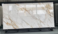 Dalles de pierre frittée écologiques au design moderne, Carrara Gold, pour la décoration de cuisine, salle à manger, maison, revêtement mural, dessus de table d'hôtel, sol