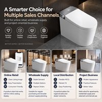 WC intelligent moderne automatique en céramique monobloc avec bidet intégré, télécommande, siège chauffant et fonction lavage féminin pour salle de bain