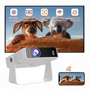 Projecteur de jeux vidéo Smart TV 300ANSI sans fil WiFi 4K-Laser Android 14 Mini Full HD 1080P portable pour cinéma à domicile - Product Image 1