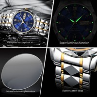 POEDAGAR 615 Montres pour hommes Business Top Marque Montre-bracelet pour homme Étanche Lumineux Date Semaine Quartz Montre pour homme de haute qualité