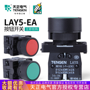 Tengen Lay5 Push <b>Button</b> Switch 1NC Non Illuminated Flat Head 660V Ip40 Protective Mechanical - Product Image 5