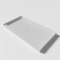 Receveur de douche rectangulaire en marbre cultivé, style moderne, antidérapant, en pierre artificielle personnalisée, durable, avec drain central, pour salle de bain et hôtel