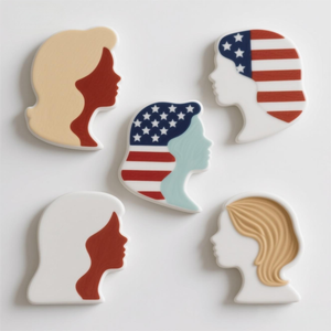 Aimant de réfrigérateur 3D peint à la main, sculpture de tête de femme en céramique. Designs personnalisés pour les souvenirs touristiques et les articles cadeaux de vente au détail - Product Image 6