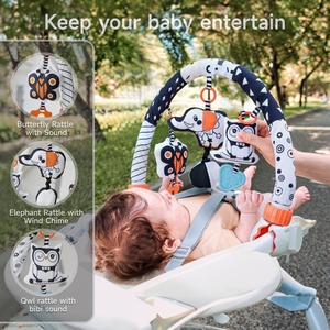 Tumama Kids Travel Activity Arch Toys Black and <strong>White</strong> High Contrast Education Toy Baby Stuffed <strong>Elephant</strong> Hanging Teeth Rattle - Product Image 6