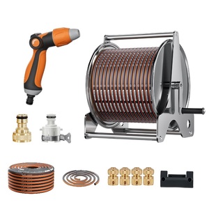 Heavy Duty Portable Haute Pression Rétractable Montage <span class=keywords><strong>Mural</strong></span> Ménage En Acier Inoxydable En Métal Jardin <span class=keywords><strong>Arrosage</strong></span> <span class=keywords><strong>Tuyau</strong></span> En Métal Bobine Chariot - Product Image 2
