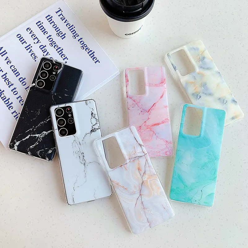Luxury imd colorful marble pattern Matte shockproof tpu phone case for samsung S20 S21 S10 NOTE8 NOTE9