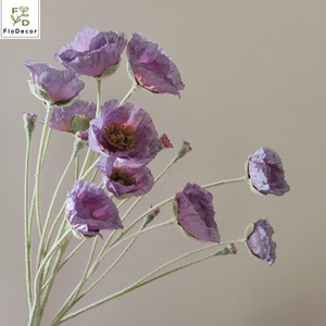 65cm Lụa Nhân Tạo 5 đầu Hoa Anh Túc đổ xô thân bàn lớn trang trí nhà nhiều màu sắc - Product Image 6