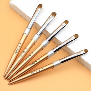 High-End Quality Gold Metal Rod French Nail Art <b>Brush</b> Professional Salon Exclusive Customizable Logo Nail <b>Brush</b> Quality Product - Product Image 1