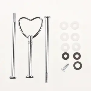 heart shape 3 Tier Cake Plate Stand Handle Mold Crown Hardware Holder for DIY Wedding and Party Cupcake Serving