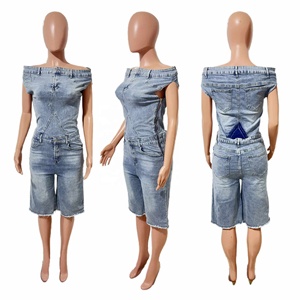 Nuovi Arrivi 2026: <span class=keywords><strong>Tuta</strong></span> Intera Casual Estiva in Denim Traspirante a Vita Alta, Elasticizzata, Sopra il Ginocchio, per Fitness, Popolare e di Tendenza - Product Image 6