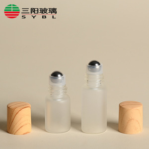 Botella de Perfume Roll-on de Vidrio Transparente Esmerilado de 1ml, 2ml, 3ml, Recargable, para Aceites Esenciales, Líquidos Cosméticos, Muestra, Tapa de Madera Oscura - Product Image 4
