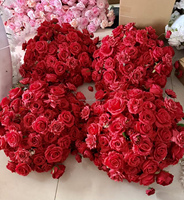 Arrangement de roses artificielles de 60 cm en soie rouge, moderne, de haute qualité, personnalisé, centre de table, décoration de boule de fleurs pour mariage