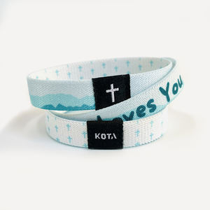 Pulsera Elástica de Tela de Poliéster de Moda de Alta Calidad y Económica para Eventos Publicitarios, Pulsera Personalizada con Logotipo - Product Image 3