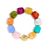 Bracelet ajustable multicolore en résine acrylique, perles cubiques, style bohème, cadeau, pour l'été, la plage, les vacances, style affirmé, épais, pour femme