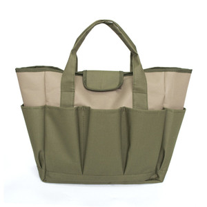 Portable Garden <b>Tool</b> Bag Storage Set 5-9 Pockets <b>Top</b> Handle Army Green Khaki Toolkit Handbag - Product Image 2