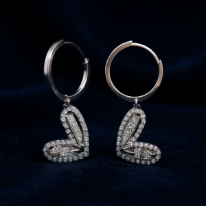 E4819 Orecchini a cuore con diamanti in oro bianco per donna, lussuosi da indossare tutti i giorni, diamanti naturali di colore D - Product Image 2