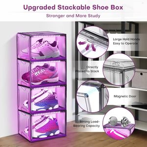 Magnetic Side Open Foldable Custom Shoe Organizer Giant Transparent Acrylic Plastic 6-10L Display Sneaker <b>Storage</b> <b>Box</b> - Product Image 4
