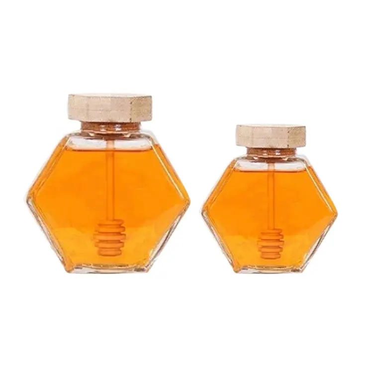 Frascos de vidrio hexagonales de estilo Simple, frascos vacíos para miel, botellas y tarros de almacenamiento a granel, 280ml y 350ml