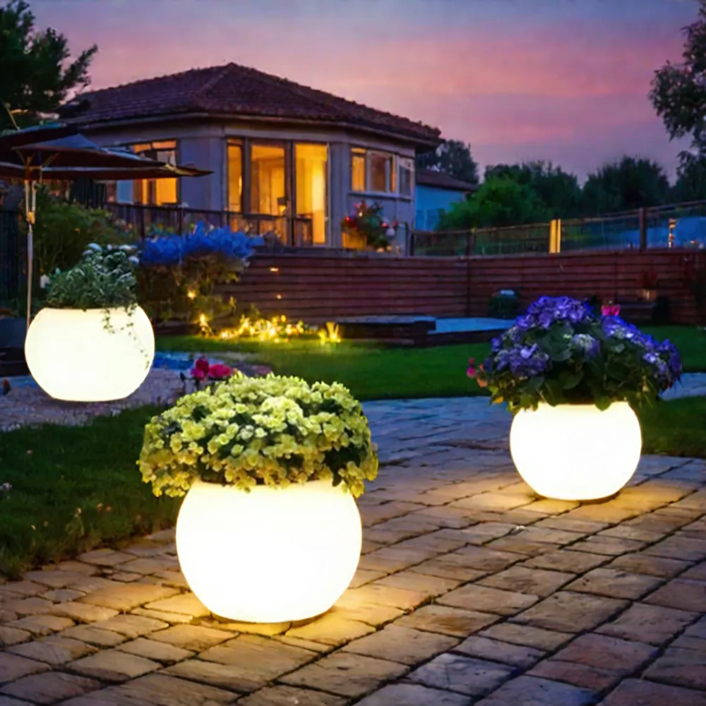 Colorful Floor Lamp Flower Pot for Home Solar-Luminou Smart Remote Control LED Flower Pot