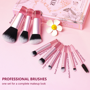 ชุดแปรงแต่งหน้ามืออาชีพแบบพกพา รุ่นใหม่ 10 ชิ้น ดีไซน์น่ารัก สีชมพู พรีเมียม สำหรับเดินทาง ขนแปรงสังเคราะห์ พร้อมซอง PU - Product Image 6