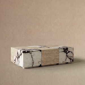 Tavolino da Caffè in Marmo Naturale a Scacchiera, Travertino Rosso Levanto, Tavolo Centrale in Pietra, Arredamento Moderno per Soggiorno, Direttamente dalla Fabbrica - Product Image 5
