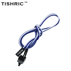 TISHRIC 1 adet 50cm masaüstü bilgisayar PC kasa güç kablosu SW yeniden başlangıç anahtarı sıfırlama anahtar düğmesi + on/off anahtarı konnektör adaptörü