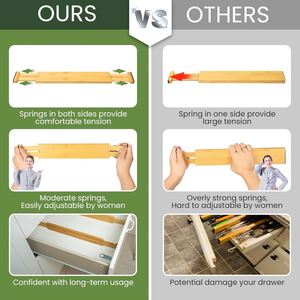 Easy Storing Adjustable Bamboo Eco-friendly Expandable Food Safe <b>Drawer</b> Divider Partition for Bathroom Living Room Kitchen - Product Image 5