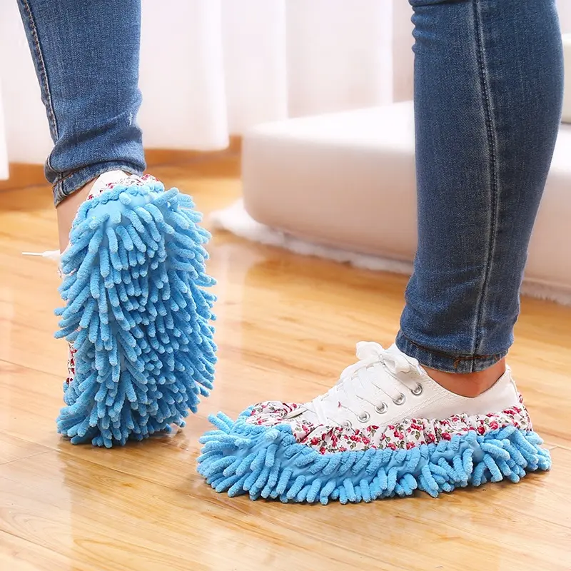 5pcs 5-Colors House Dust Cleaner Lazy Mop Slippers Multi-Function Floor Shoes 
