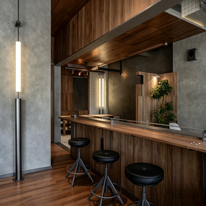 Design d'interni per bar, caffetterie e ristoranti con banconi in legno a venature verticali – Realizzabili su misura - Product Image 6