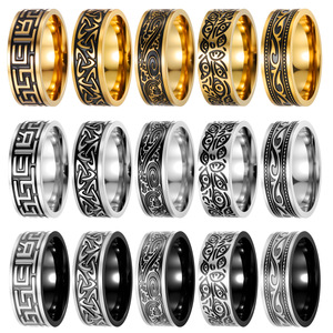 Viking Evil Eye <b>Ring</b> Stainless Steel Men's Jewelry With Great Wall Design Fashion <b>Rings</b> 8mm Width Band For Daily Wear - Product Image 1
