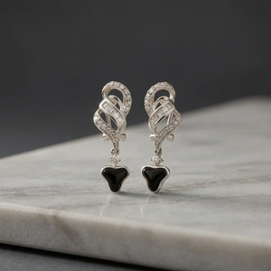 Boucles d'oreilles pendantes en argent 925 avec onyx noir pour femmes, bijoux fantaisie pour tous les jours et occasions spéciales - Product Image 3