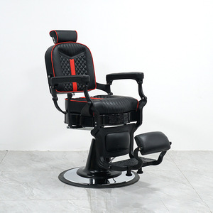 Chaise de coiffure de luxe classique de haute qualité avec cadre en métal noir et or, mobilier de salon, chaise personnalisée pour salon de coiffure - Product Image 5