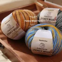 Fil à tricoter en laine mérinos mélangée 4 brins, 50g, doux, anti-boulochage, pour tricot à la main, crochet, pull, écharpe, DIY, 18S
