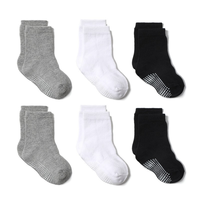 Vente en gros de chaussettes en coton biologique antidérapantes pour bébés de 1 à 3 ans, chaussettes tricotées décontractées 3D avec grip pour bébés, petites filles et petits garçons