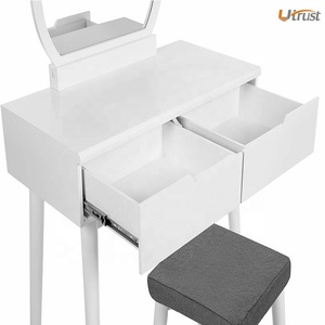 Nouvelle mode luxe contemporain MDF personnalisé fille <span class=keywords><strong>commode</strong></span> coiffeuse blanc tire avec grand miroir et <span class=keywords><strong>2</strong></span> grands <span class=keywords><strong>tiroirs</strong></span> de rangement - Product Image 5
