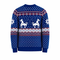 Pull en coton 100 % à manches longues et col rond imprimé Noël pour homme, respirant, anti-rétrécissement, séchage rapide – Collection Automne Hiver (Vente en gros)
