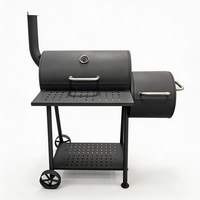 Barbecue fumoir au charbon moderne 3-en-1 avec protection haute pression, hauteur de cuisson réglable 35-58 cm, conception modulaire pour le camping en extérieur