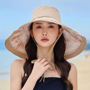 หมวกชาวประมงสองด้าน ป้องกันรังสียูวีขนาดใหญ่พิเศษ สำหรับการเดินทาง หมวกทรงบักเก็ตปีกกว้างพิมพ์ลาย กลับด้านได้ - Product Image 5