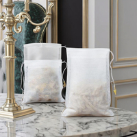 Sac filtre à thé avec cordon de serrage, utilisé pour le thé à feuilles mobiles, sac de thé vide en tissu non tissé écologique 13*18cm